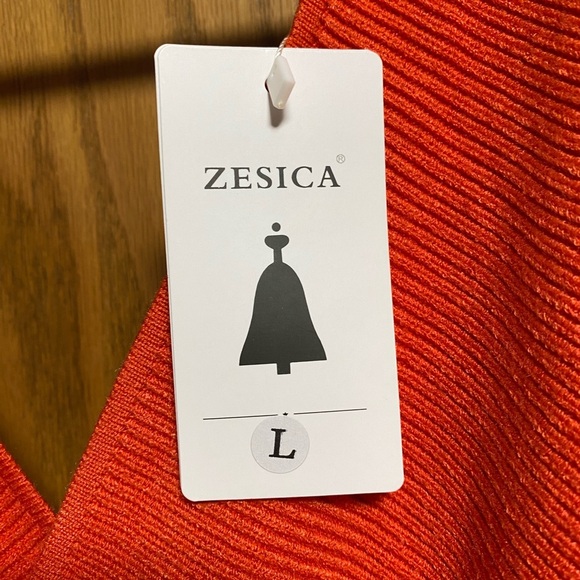 Zesica Batwing Long Sleeve Wrap Pullover Sweater Dress - SZ L - NWT - Picture 3 of 13